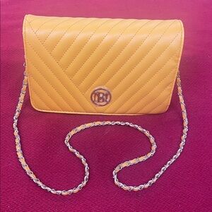 Badgley Mischka Mustard Quilted Crossbody Bag